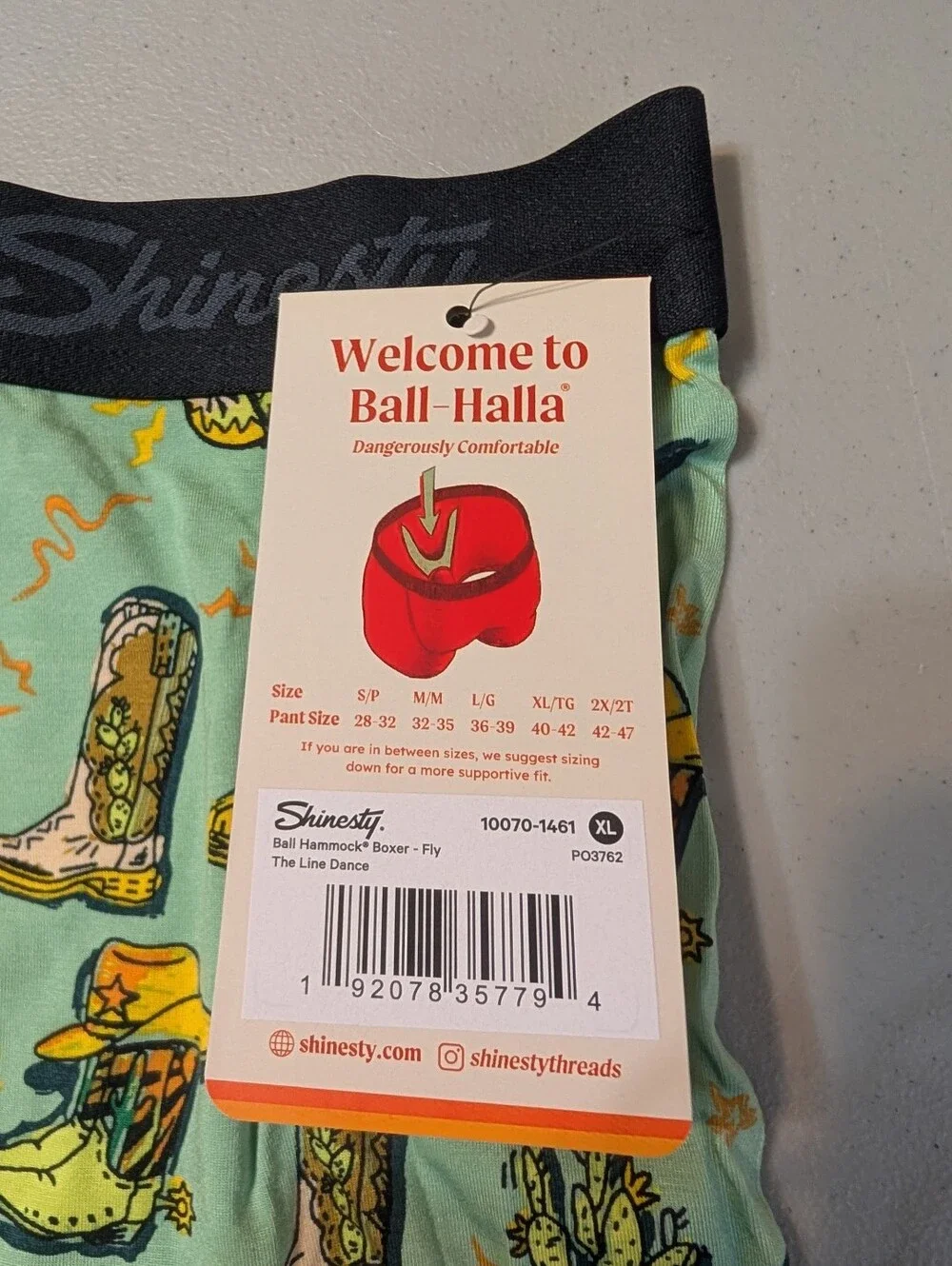 NWT Shinesty cowboy boots ball hammock underwear, XL